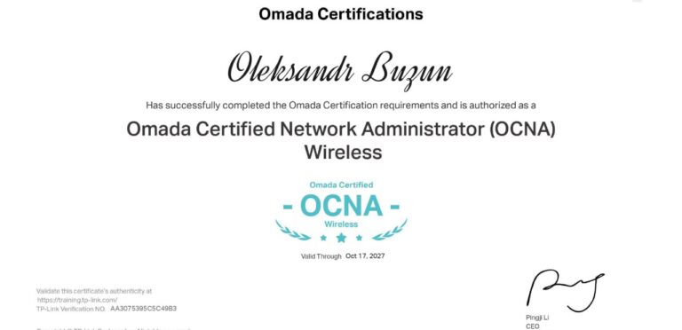 Навчання від Omada Certified Network Administrator Wireless